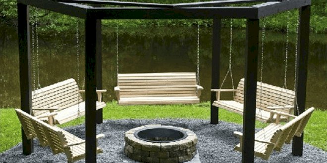 Κατασκευή κούνιας γύρω από τη φωτιά με πασσάλους από ξύλο σε πολυγωνικό πλαίσιο | Πρωτότυπη κατασκευή - Howto DIY