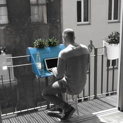 Πολυλειτουργικό τραπεζάκι για μπλαλκόνι | ΒalKonzept ● Νο 23 ● Χρώμα γαλάζιο