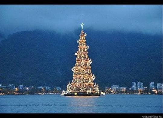 The floating Christmas tree in Rio de Janeiro is a sheer masterpiece standing tall in the middle of water symbolizing strength.