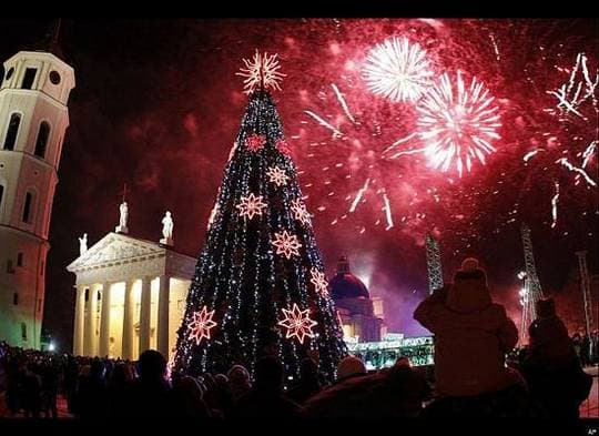 Cathedral Square Christmas Tree, Vilnius, Lithuania.