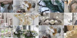 Συλλογή φωτογραφιών με προτάσεις Vintage Χριστουγεννιάτικης διακόσμησης σε λευκό χρώμα (παράθυρα, κουκουνάρια, κεριά)