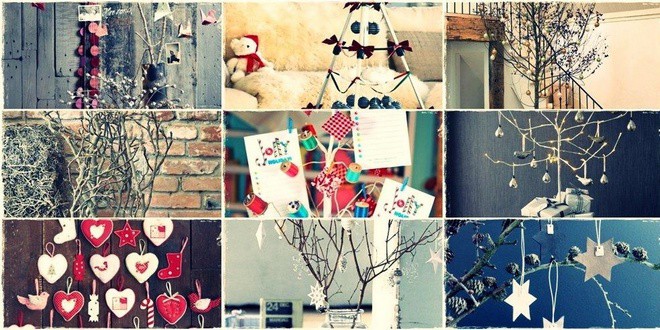 Photo gallery με ιδέες για παραδοσιακό στυλ στο Χριστουγεννιάτικο δέντρο (στολισμένα κλαδιά, πάνινες καρδιές, φωτογραφίες)