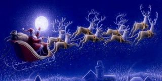 Το έλκηθρο με τους ταράνδους του Άι Βασίλη διασχίζει τον ουρανό την παραμονή της Πρωτοχρονιάς, μοιράζοντας δώρα