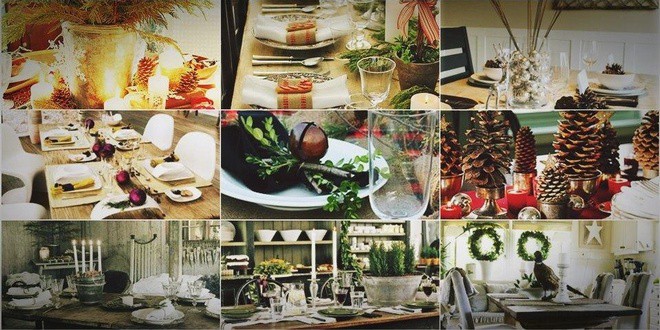 Photo gallery με Ρουστίκ ιδέες διακόσμησης Χριστουγεννιάτικου τραπεζιού (κλαδιά & κορμοί δέντρων, παλιά έπιπλα & ξύλα)