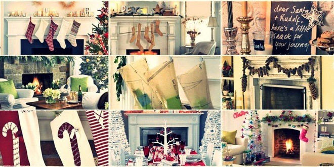Συλλογή από φωτογραφίες με προτάσεις και ιδέες Χριστουγεννιάτικης διακόσμησης για το τζάκι του σπιτιού