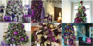 Photo gallery με στολισμένα Χριστουγεννιάτικα δέντρα σε μοβ  αποχρώσεις - Purle Christmas Tree