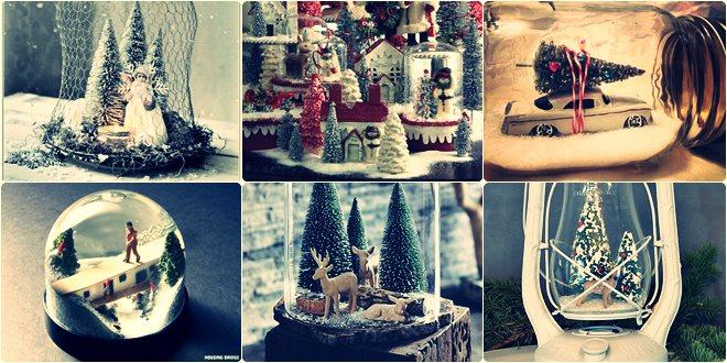 Συλλογή φωτογραφιών για ιδέες διακόσμησης από χιονόμπαλες Χριστουγέννων - Christmas snow globes ideas