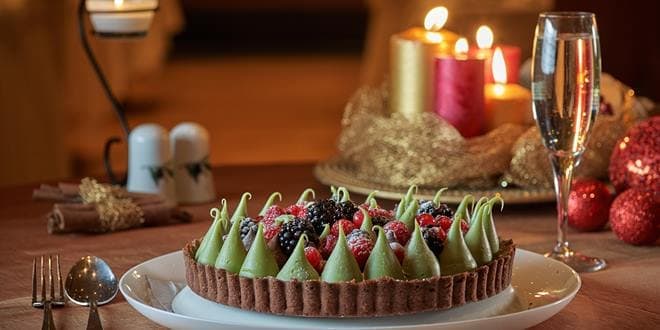 Χριστουγεννιάτικο γλυκό, αναμμένα κεριά και στολίδια - Διατροφικές συμβουλές για τα Χριστούγεννα (φαγητό, ποτό, γλυκά)