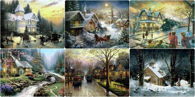 Photo Gallery με μαγευτικά Χριστουγεννιάτικα χιονισμένα τοπία ζωγραφικής - Χριστουγεννιάτικοι πίνακες ζωγραφικής