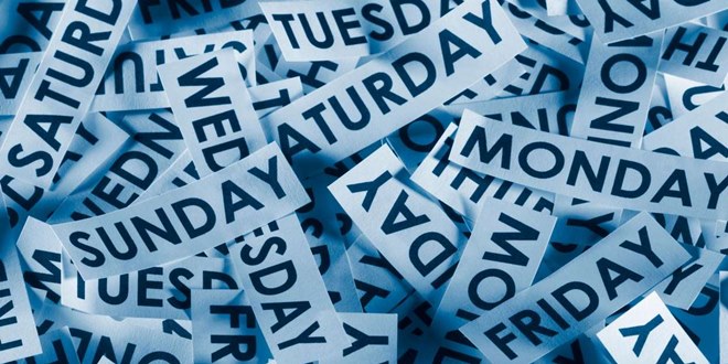 Δευτέρα, Τρίτη, Τετάρτη, Πέμπτη, Παρασκευή, Σαββάτο, Κυριακή - Εβδομαδιαίο ημερολόγιο - Ποια μέρα της βδομάδας να κάνω τι