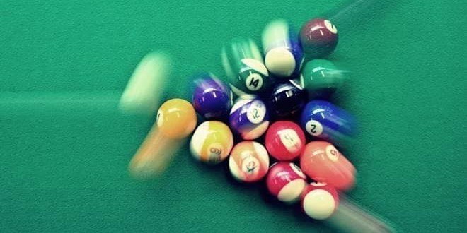 Μπίλιες μπιλιάρδου σε πράσινη τσόχα ... παραπέμπουν νοητά στην Μετατροπή μονάδων μέτρησης δύναμης. Joule, Δύνη, Νιούτον