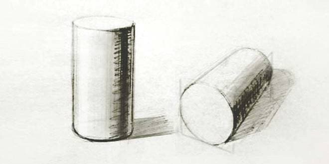 Σκίτσο ασπρόμαυρο με δύο κυλίνδρους παραπέμπει νοητά στο γεωμετρικό στερεό Κύλινδρος και τον όγκο του