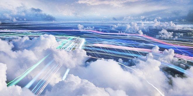 Αναπαράσταση μεταφοράς δεδομένων ανάμεσα στα σύννεφα - cloud |  Μετατροπή μονάδων Data Transfer (Mbit/s MBps κ.ά)