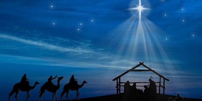 Οι Τρεις Μάγοι (Μελχιόρ, Κασπάρ & Βαλτασάρ) με δώρα για το Χριστό (χρυσός, λιβάνι, σμύρνα) ακολουθούν το αστέρι της Βηθλεέμ