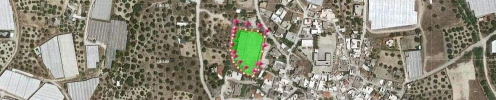 Υπόδειγμα από υπολογισμός έκτασης εμβαδού οικοπέδου, χωραφιού online από το Google Map