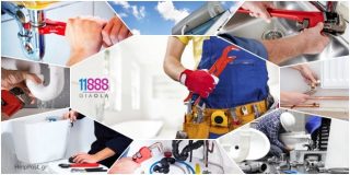 Υδραυλικός . Collage με Υδραυλικές εργασίες, επισκευή – διαρροή βρύσης, καζανάκι, νερού, υδραυλικές εργασίες και εγκαταστάσεις