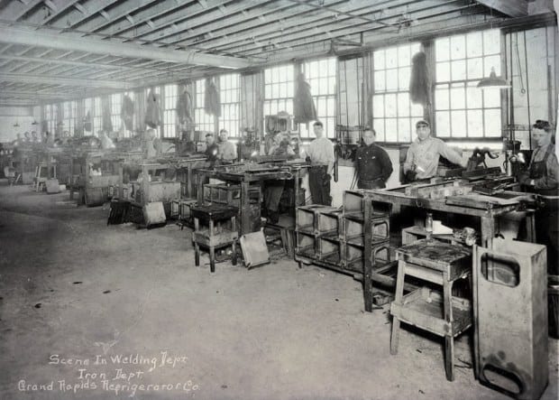 Grand Rapids Refrigerator Co. welding department - 1920s Grand Rapids Refrigerator Co. welding department - 1920s