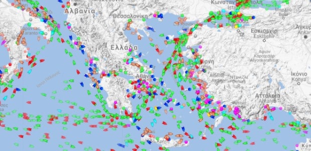 Watch live the position and movement of the ships in the Greek & Mediterranean sea interactive port map