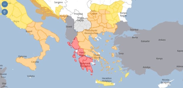 Δελτίο επαγρύπνησης καιρού Ελλάδας και Ευρώπης | Meteoalarm EUMETNET